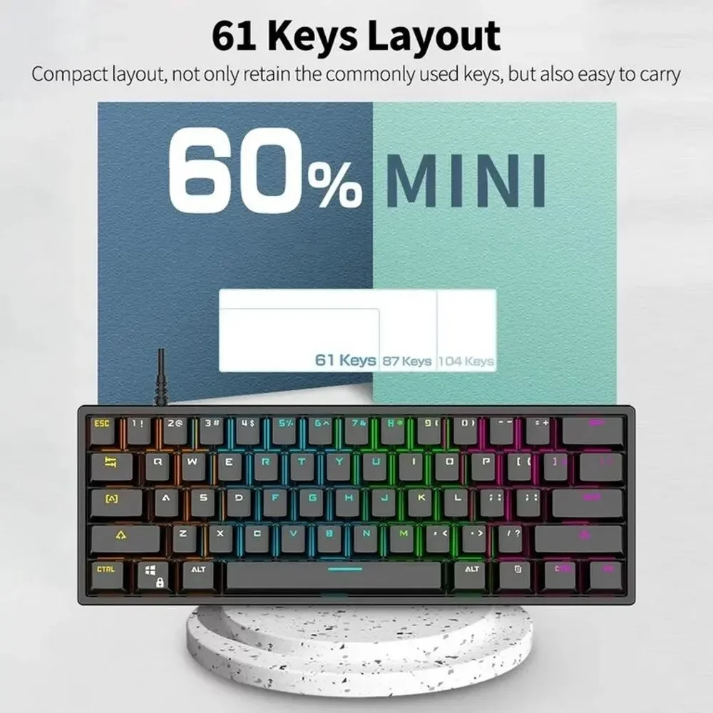 Professional BAJEAL LED 60% Mechanical RGB Gaming Keyboard Tactile